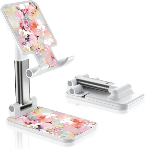 Vista 14 de Soporte de teléfono plegable para escritorio - Soporte de teléfono celular de ángulo ajustable - Adecuado para iPhone, Samsung - Flor negra