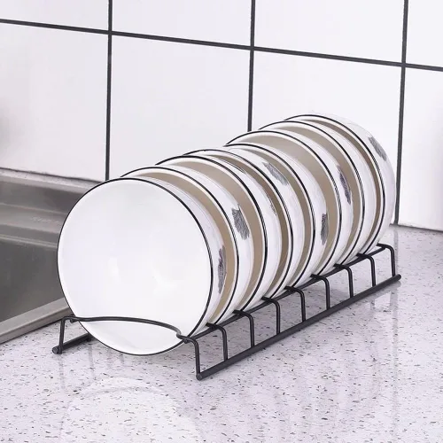Vista 5 de Escurridor de platos pequeño, estante de secado de cuencos de acero inoxidable para almacenamiento organizador de encimera de cocina, estante