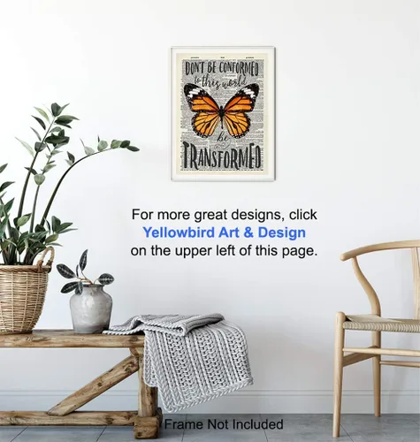 Vista 5 de Decoración de pared de mariposa, arte de diccionario reciclado, póster motivacional de 8 x 10 pulgadas para el hogar, dormitorio, oficina, regalo