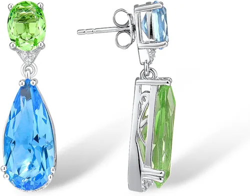 Vista 2 de Santuzza Pendientes colgantes de plata de ley 925 con cristales para mujer