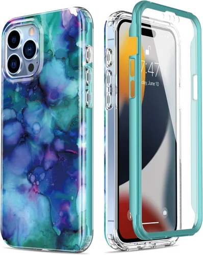 Vista 15 de Esdot Funda para iPhone 15 Pro con protector de pantalla integrado, funda duradera con diseños de moda para mujeres y niñas, elegante funda Piedra