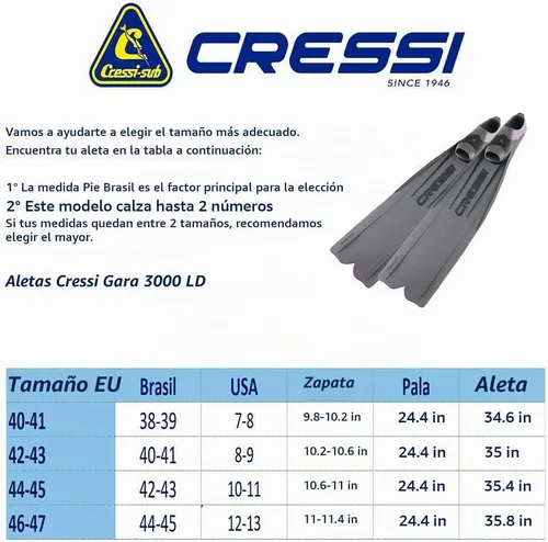 Vista 4 de Cressi Gara 3000 Ld Aletas de buceo de larga distancia para hombre