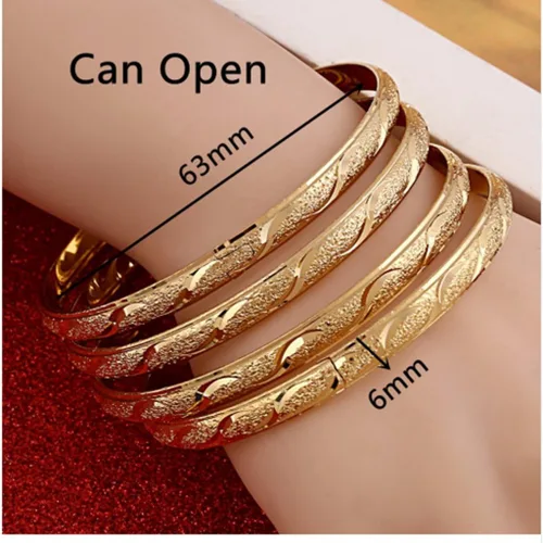 Vista 4 de 4pcs 0.236 in Decoración Fiesta Brazalete Dubai Oro Joyas Brazaletes, Latón