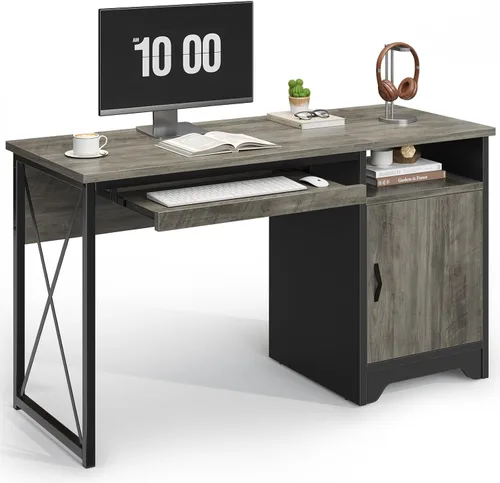 Vista 12 de Bestier - Escritorio de computadora de 48 pulgadas con cajones, escritorio de oficina con almacenamiento, escritorio de escritura de madera Cereza