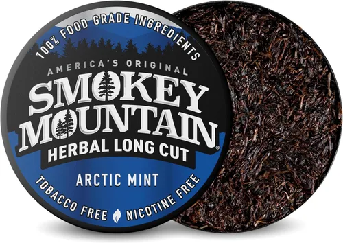 Vista 2 de Smokey Mountain Rapé a Base de Hierbas de Corte Largo – Menta Ártica – Caja de 10 Latas - Rapé Libre de Tabaco y Nicotina