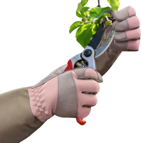 Vista 14 de Rose Pruning Gloves with Forearm Protection, Thorn Resistant Embroidery Design with Extra Long Cuff for Gardening and Pruning Tasks Rosa rojo