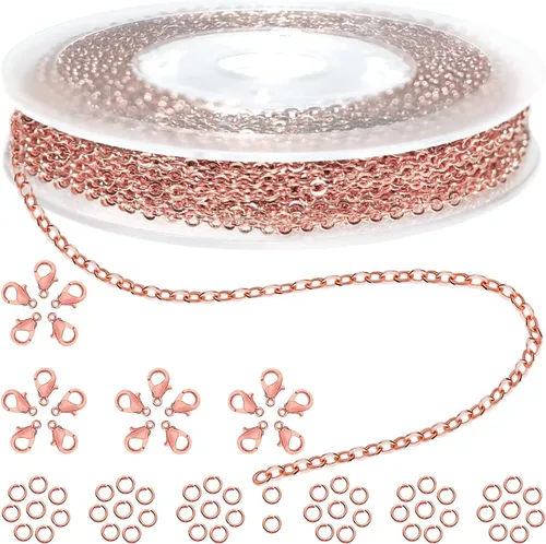 Vista 30 de Jishi Cadena de serpiente de oro de 33 pies de 0.047 in, cadenas para hacer joyas, collares, pulseras, suministros de joyería, hallazgos – Rollo