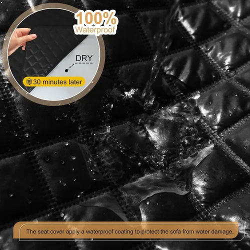 Vista 3 de HDCAXKJ Fundas impermeables 100% impermeables para sofá reclinable en forma de L, lavable, acolchada y suave para perros y mascotas, 1 funda de Negro