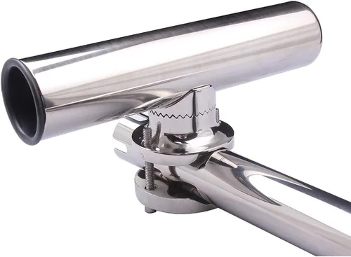 Vista 2 de Tournament Style Fishing Rod Holders, Stainless Steel Fishing Rod Holder Clamp-on 1 1/4" to 2" Rails for Boat, Side Mount Rod Holder for Marine