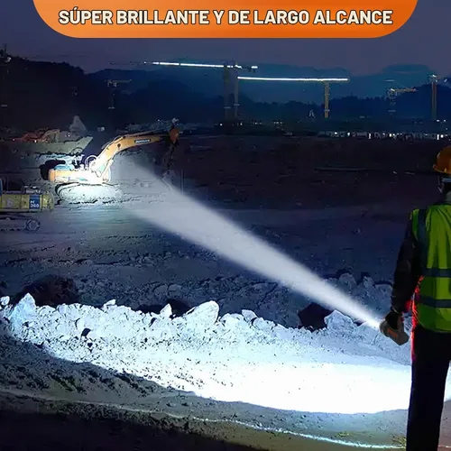 Vista 2 de Linterna de buceo recargable con pantalla de alimentación, IP68 impermeable y sumergible, interruptor doble, 4 modos, reflector LED portátil