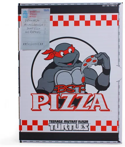 Vista 3 de Teenage Mutant Ninja Turtles BST AXN Battle Damaged - Figura de acción de 5 pulgadas, paquete de 4 en caja de pizza