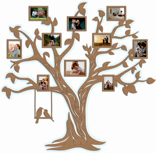 Vista 12 de JustLikeWood Calcomanías de pared de árbol genealógico 3D de madera 3D con marco, decoración de pared para sala de estar, dormitorio, decoración