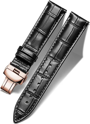 Vista 28 de BINLUN Leather Watch Strap, Quick Release Genuine Leather Replacement Watch Band with Butterfly Deployment Buckle for Men and Women, 12mm-24mm Blanco