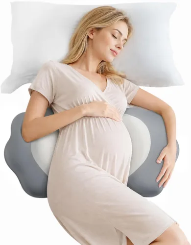 Vista 11 de Almohada de embarazo refrescante para dormir, desmontable y ajustable, almohada de maternidad de apoyo de doble cara, agradable a la piel