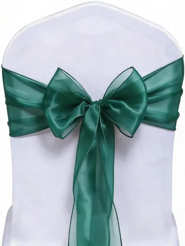 Vista 14 de Paquete de 50 bandas para sillas de organza negra, lazos para silla para decoración de fiestas, bodas, conferencias, sillas de gasa universales