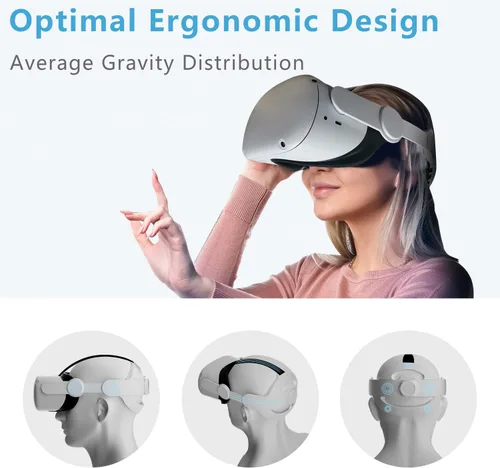 Vista 2 de Saqico Head Strap for Oculus Quest 2 3-in-1 Adjustable Halo Headband Replacement for Elite Strap Enhanced Comfort and Gaming Immersion VR