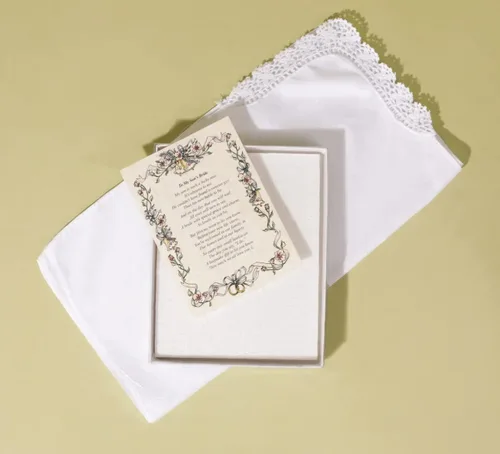 Vista 5 de Pañuelo de boda, pañuelo de poesía (para el padre de la novia), blanco, recuerdo de boda, hermoso poema, recuerdo de larga duración para el papá