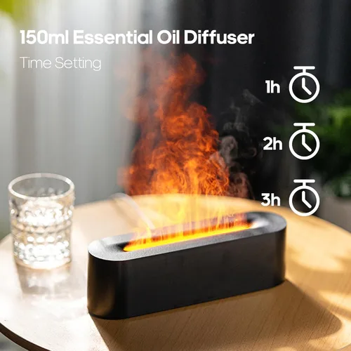 Vista 5 de Difusores de aceite esencial, humidificador de chimenea de vapor de agua colorido de llama para aromaterapia, terapia de aroma, habitación
