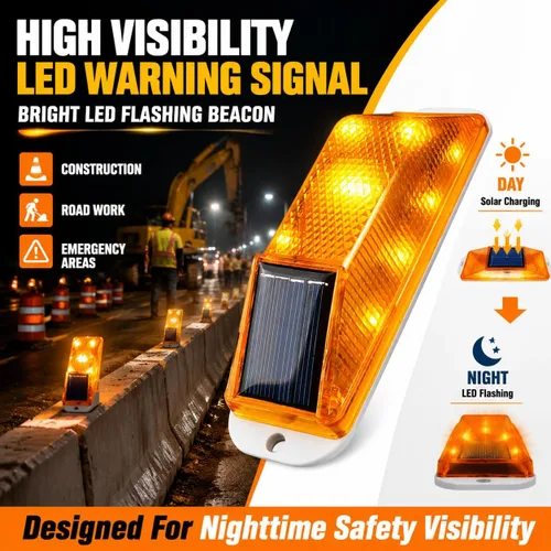 Vista 2 de Luz de advertencia estroboscópica solar: Lámpara de advertencia LED estroboscópica sensible, súper brillante, IP65, impermeable, control de luz