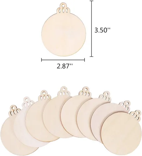 Vista 4 de Max Fun - Adornos navideños de madera, sin terminar, con orificios para enhebrar, para manualidades, centros de mesa, decoración de día festivo