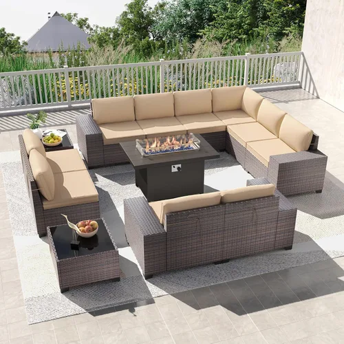 Vista 26 de Kullavik - Juego de muebles para exterior de 6 piezas con sofá modular de ratán de polietileno, color negro