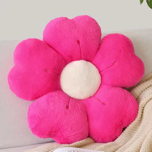 Vista 11 de Almohada en forma de flor, lindas almohadas decorativas con suave pelaje de conejo para sofá, cama, silla y suelo, almohadas de Navidad, cojines