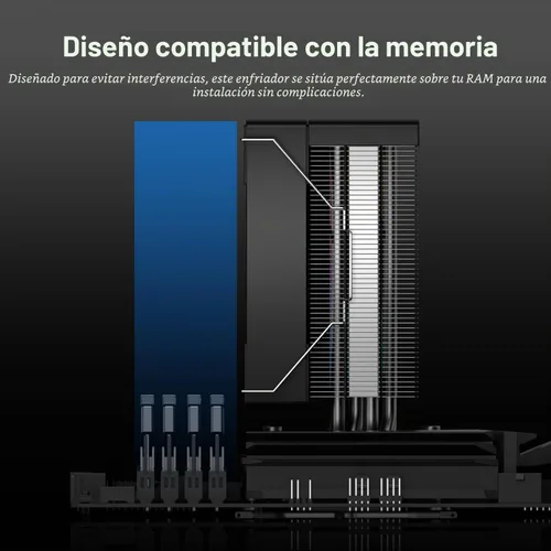 Vista 3 de ID-COOLING SE-214-XT V2 ARGB Enfriador de aire para CPU, espacio completo de memoria, 200 W Intel LGA1851/1700/1200/115X & AMD AM5/AM4, Universal
