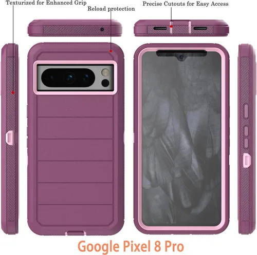 Vista 3 de YmhxcY Funda para Pixel 8 Pro con protector de pantalla integrado, a prueba de caídas, 3 capas, funda duradera, a prueba de golpes, protección