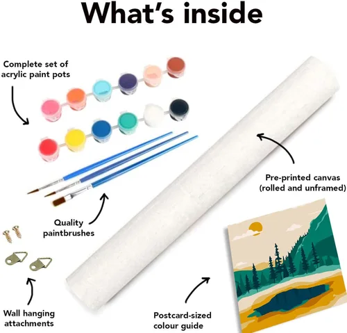 Vista 6 de FQOVKYN Paquete de 4 pinturas de atardecer por números para adultos principiantes, pintura de paisajes por números sobre lienzo, pintura acrílica