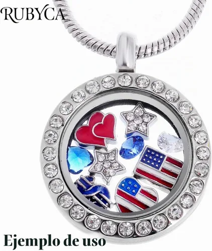 Vista 5 de RUBYCA Venta al por mayor encantos flotantes lote para DIY cristal Living Memory Locket Mix Silver Gold Color, Zinc, cristal