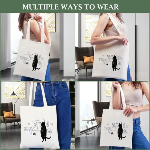 Vista 5 de Andeiltech Bolsa de lona para mujer, bolsa de viaje estética, bolsa de hombro reutilizable, regalo de cumpleaños para mamá