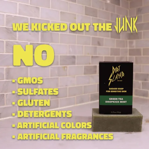 Vista 4 de Jabón en barra totalmente natural (paquete de 3 té verde Dropkick Mint)