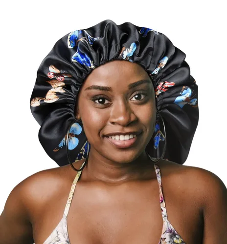 Vista 5 de Winitas Gorro de satén grande para mujeres negras con cabello rizado para dormir