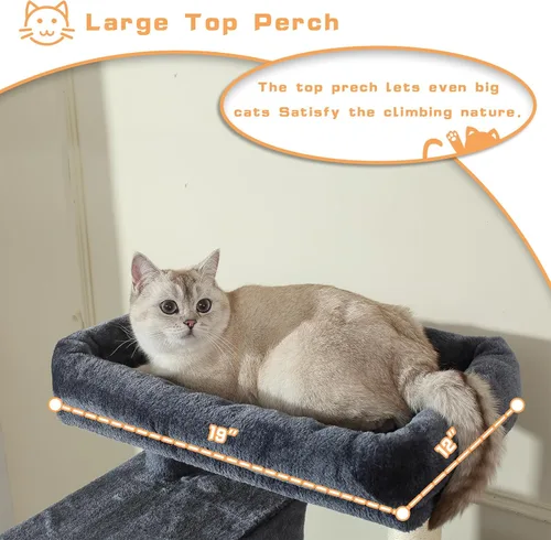 Vista 5 de Letkind Árbol para gatos de 70 pulgadas, torre grande para gatos con hamaca, poste rascador, condominio y torre para gatos de varios niveles