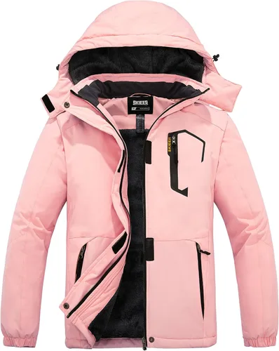 Vista 16 de Skieer - Chaqueta de esquí impermeable para mujer, abrigo cálido de invierno con forro polar para snowboard Negro
