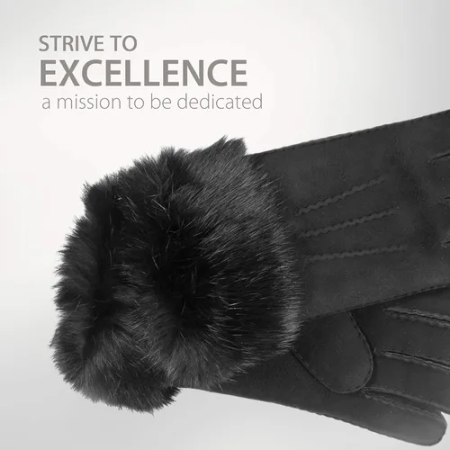 Vista 5 de YISEVEN Guantes de piel de oveja merino para mujer