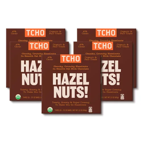 Vista 11 de TCHO Hazel Nuts! Oat-Milk Chocolate Bars (3 pack) Plant Based, Organic & Fair Trade Non GMO, Non-Dairy, Vegan, Soy Free (2.1oz each)