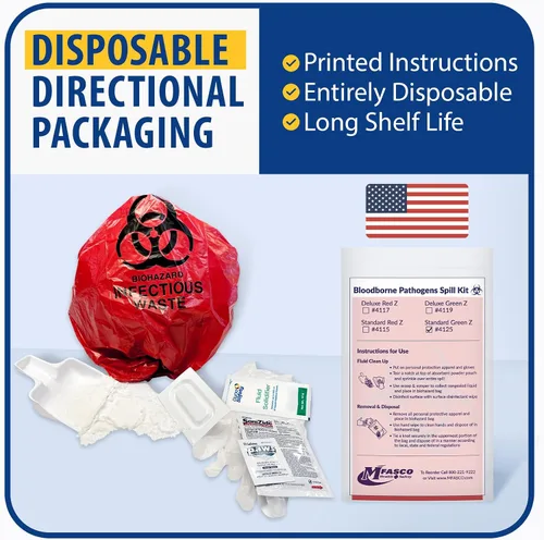 Vista 4 de MFASCO Kit de derrames de patógenos transmitidos por la sangre, bolsa de limpieza, kit desechable de limpieza de vómitos para restaurantes