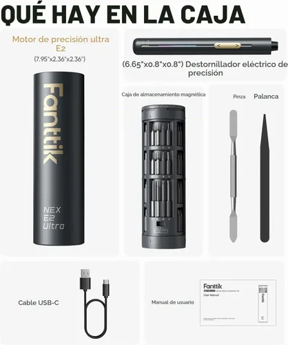 Vista 9 de Fanttik Destornillador eléctrico E2, destornillador para electrónica (gris)