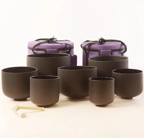 Vista 12 de Leize Chakra Tuned - Juego de 7 cuencos de cristal de cuarzo de 6 a 12 pulgadas con fundas de transporte resistentes y mazos de cuenco para cantar