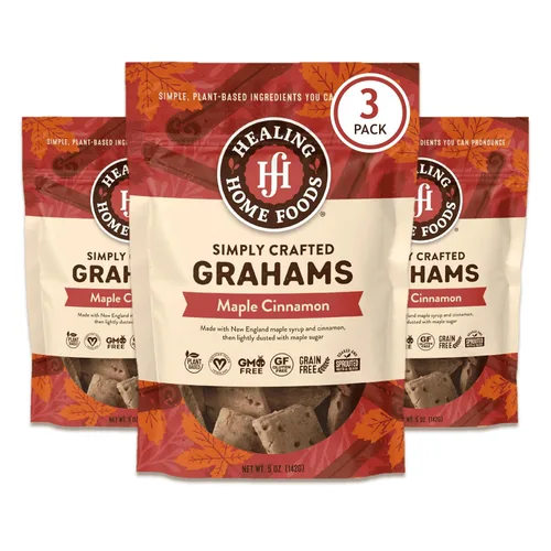 Vista 16 de Healing Home Foods Galletas Graham clásicas horneadas, sin gluten, hechas con harina de almendras, jarabe de arce orgánico y canela orgánica