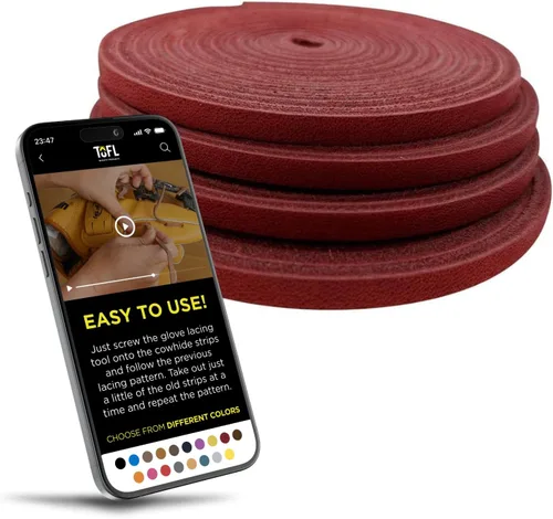 Vista 27 de TOFL Kit de Cordones para Guante de Béisbol Cordones de Cuero para Reparación de Guantes de Béisbol y Sóftbol - Tiras de 72 Pulgadas de Largo