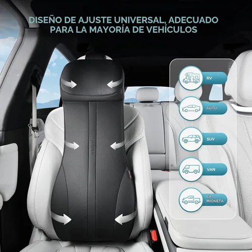 Vista 8 de Coverado Cojín para asiento de automóvil y almohada de apoyo lumbar, almohada ergonómica integrada de espuma viscoelástica para el cuello, cojín