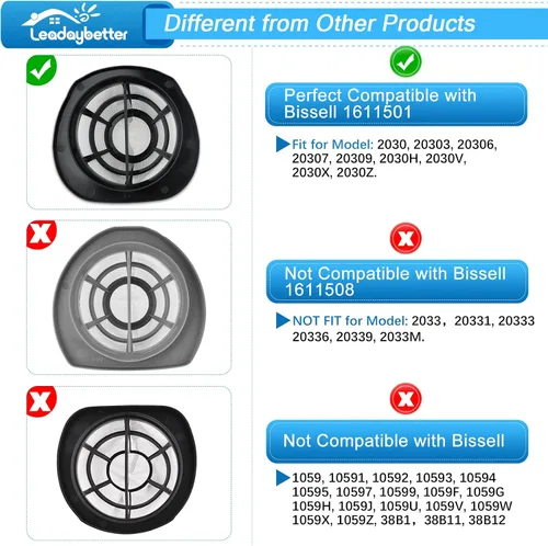 Vista 3 de Leadaybetter Filtro de repuesto para aspiradora Bissell 3 en 1 Lightweight Stick 2030 20303 20306 20307 20309 2030H 2030V 2030X 2030Z 2030L 32 ES