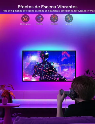 Vista 4 de MINGER RGBIC - Tira de luces LED de 16.4 pies, luces LED que cambian de color Bluetooth, control de aplicación segmentada, sincronización de música