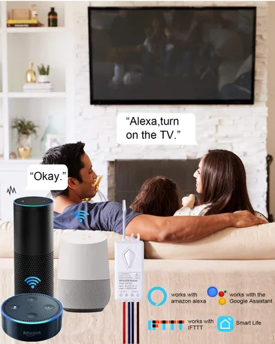 Vista 3 de Interruptor de luz inteligente – Thinkbee 2.4Ghz Wifi Kit de interruptor de luz inalámbrico, compatible con Alexa, Google Assistant e IFTTT, control