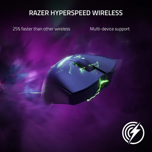 Vista 2 de Razer DeathAdder V3 Pro - Mouse inalámbrico para juegos ultraligero 2.22oz - Sensor óptico Focus Pro 30K - Interruptores ópticos rápidos Gen-3
