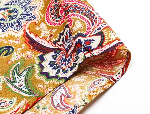 Vista 6 de QZH.DUAO Camisas de lino de discoteca de los años 70 para hombre, estilo casual, estampado de cachemira, floral, vintage, de manga larga y camisa