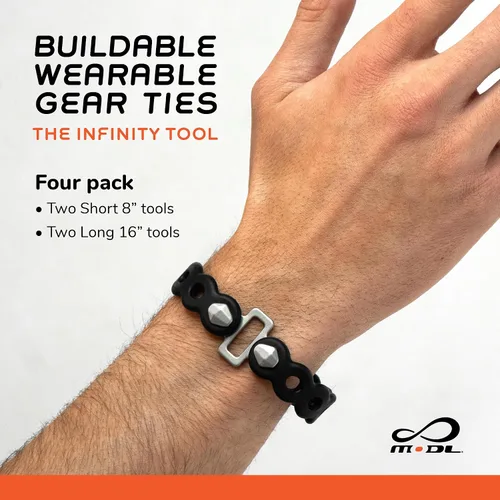 Vista 2 de MODL Infinity Tool 2.0 Correas modulares (paquete de 4) - Multiherramienta flexible, correa de engranaje, dispositivo portátil para aventuras al