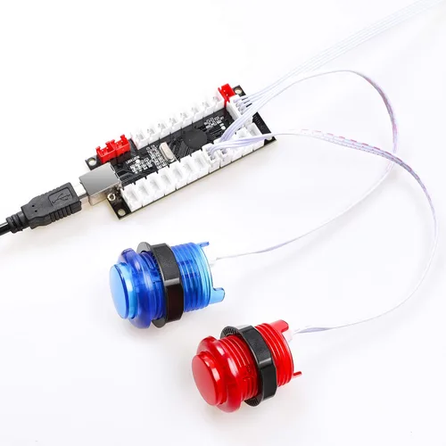 Vista 4 de Qenker Kit de arcada LED de 2 jugadores para juegos de PC USB MAME DIY y controlador retro Raspberry Pi DIY incluyendo 2 joystick arcade 20 botones